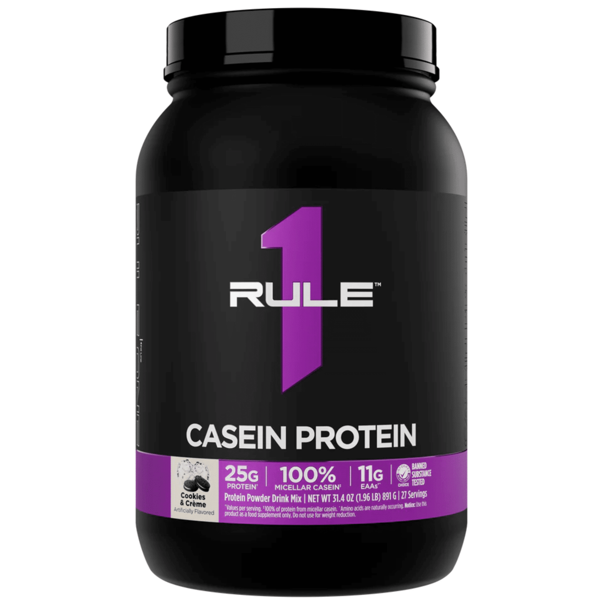 Rule 1 Casein protein powder, 2lb size, Cookie Delight flavor