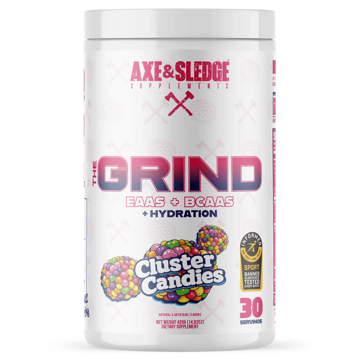Axe & Sledge The Grind EAA / BCAA Aminos + Hydration, front of container