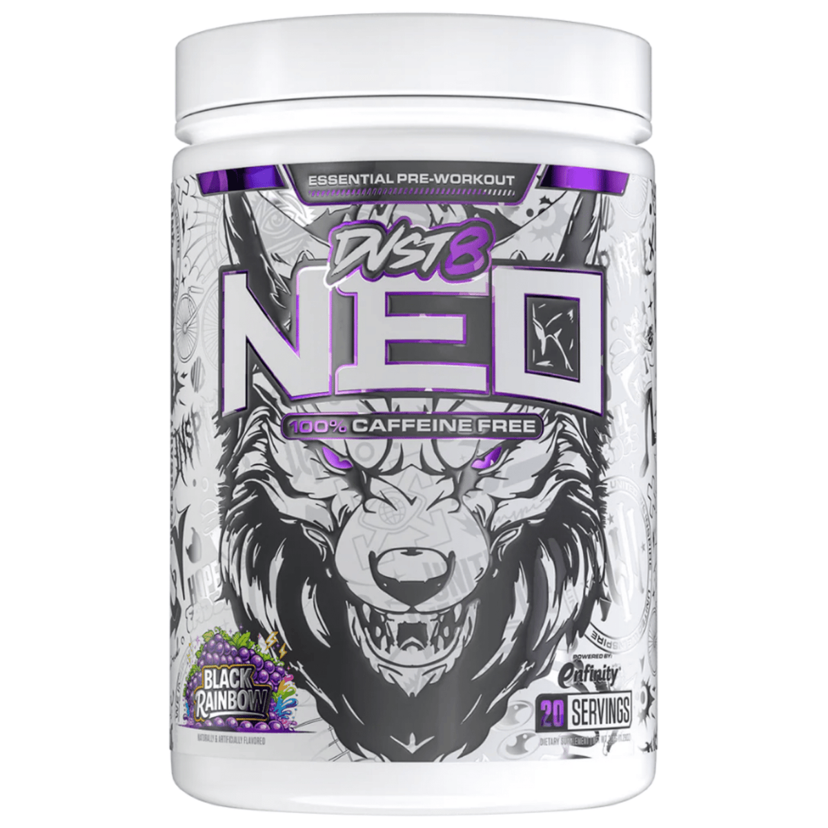 Inspired Nutraceuticals DVST8 NEO Pre-Workout, Black Rainbow flavor