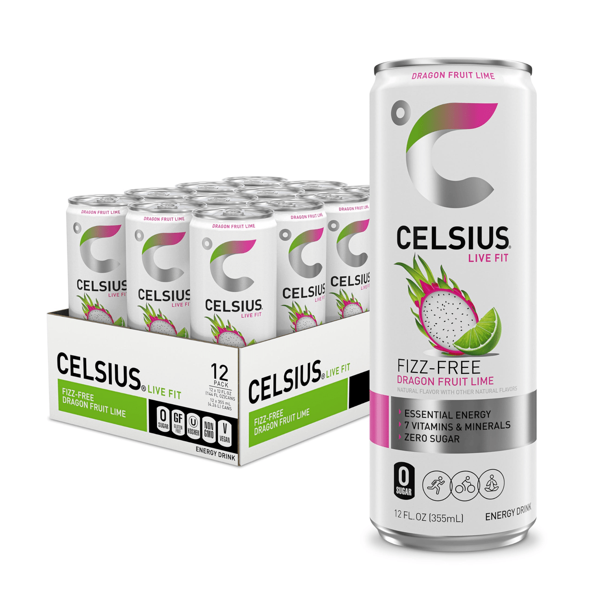 Celsius Energy, 12ct size, Dragon Fruit Lime flavor