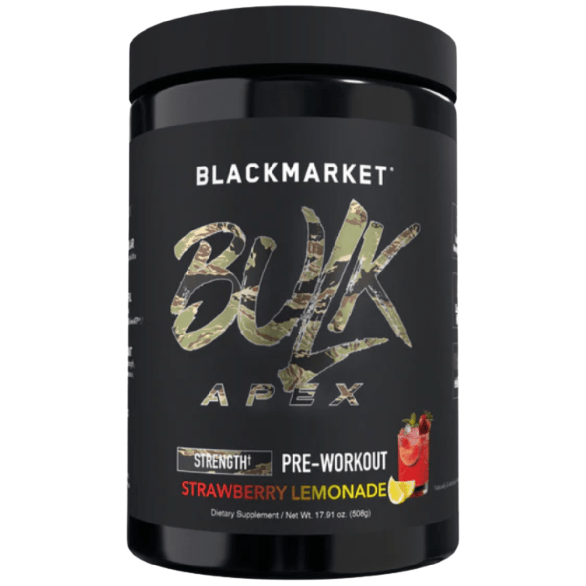 Black Market Labs BULK APEX Strength Pre-Workout, Strawberry Lemonade flavor