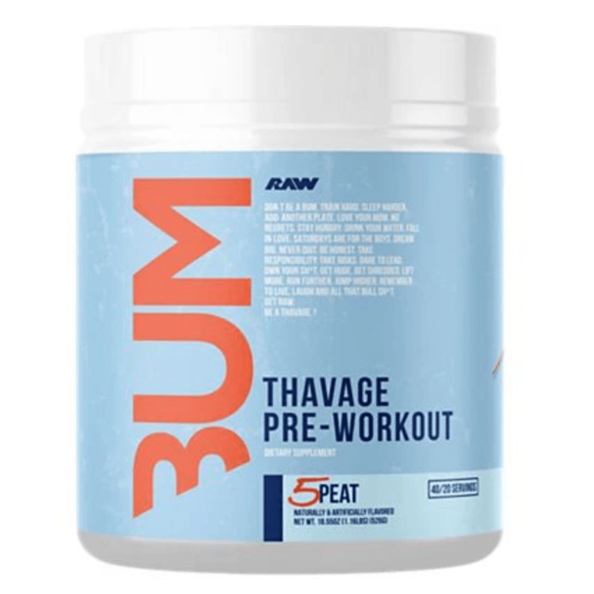 RAW CBUM Thavage Pre-Workout, 5 Peat flavor