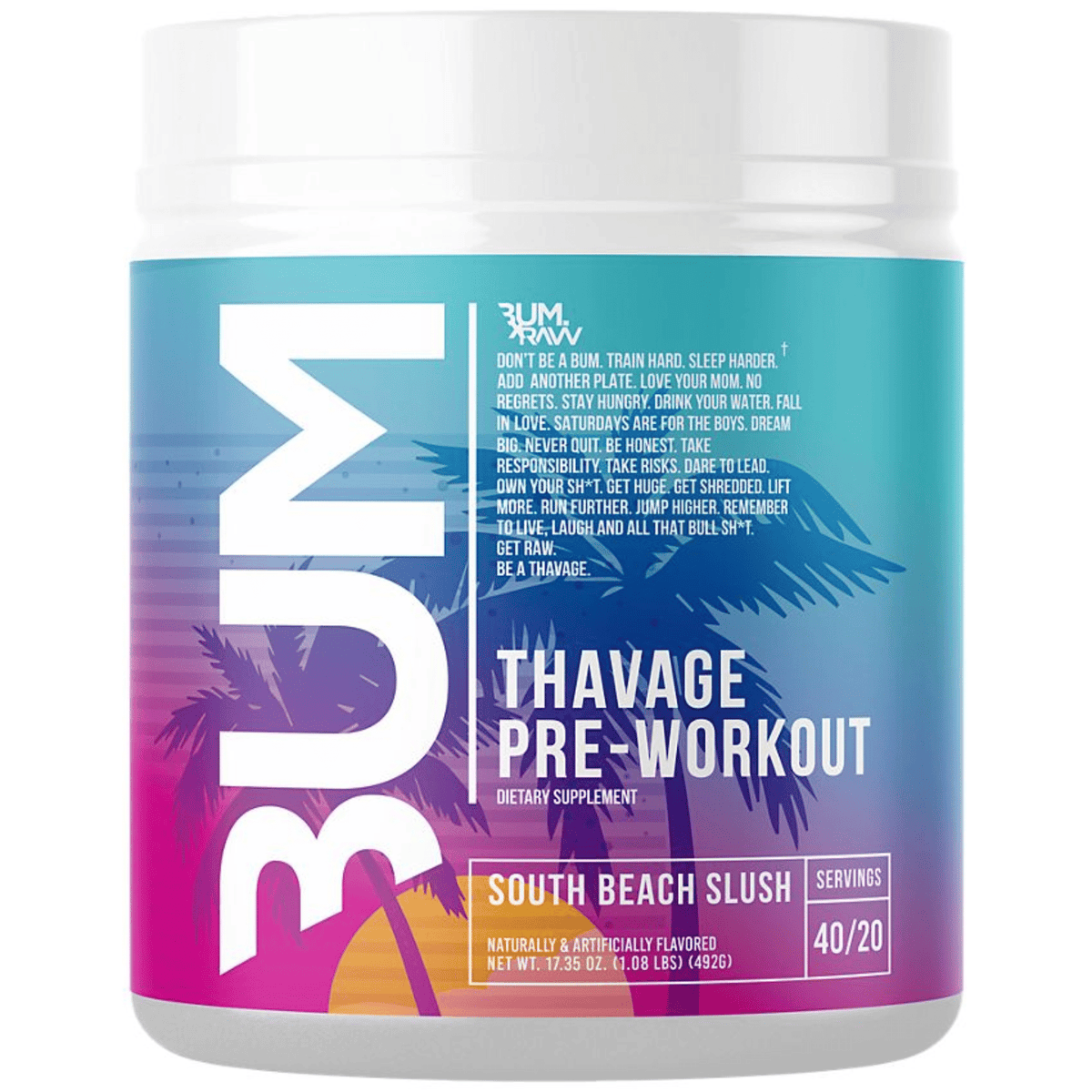 RAW CBUM Thavage Pre-Workout, South Beach Slush flavor