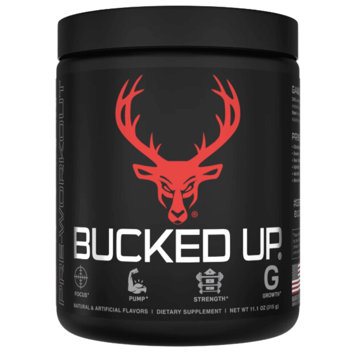 Bucked Up Pre-Workout, 30sv size, Blood Razz flavor