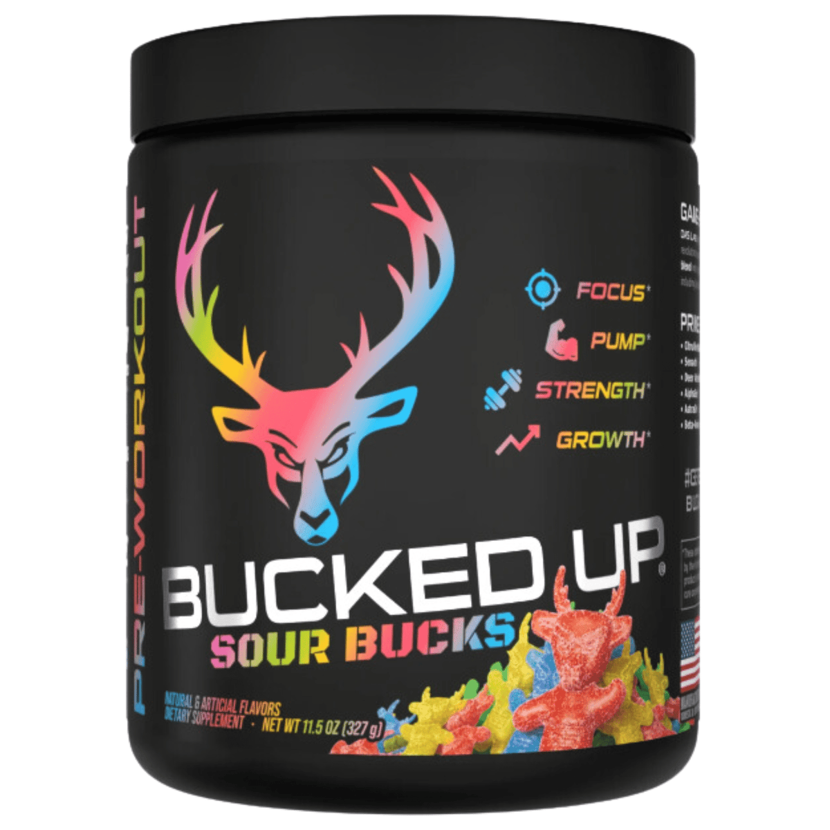 Bucked Up Pre-Workout, 30sv size, Sour Bucks flavor