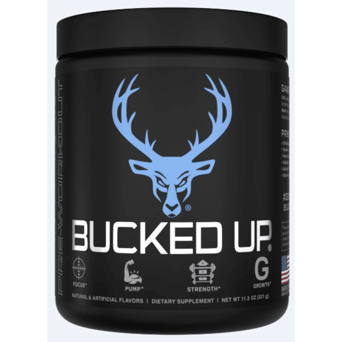 Bucked Up Pre-Workout, 30sv size, Blue Razz flavor