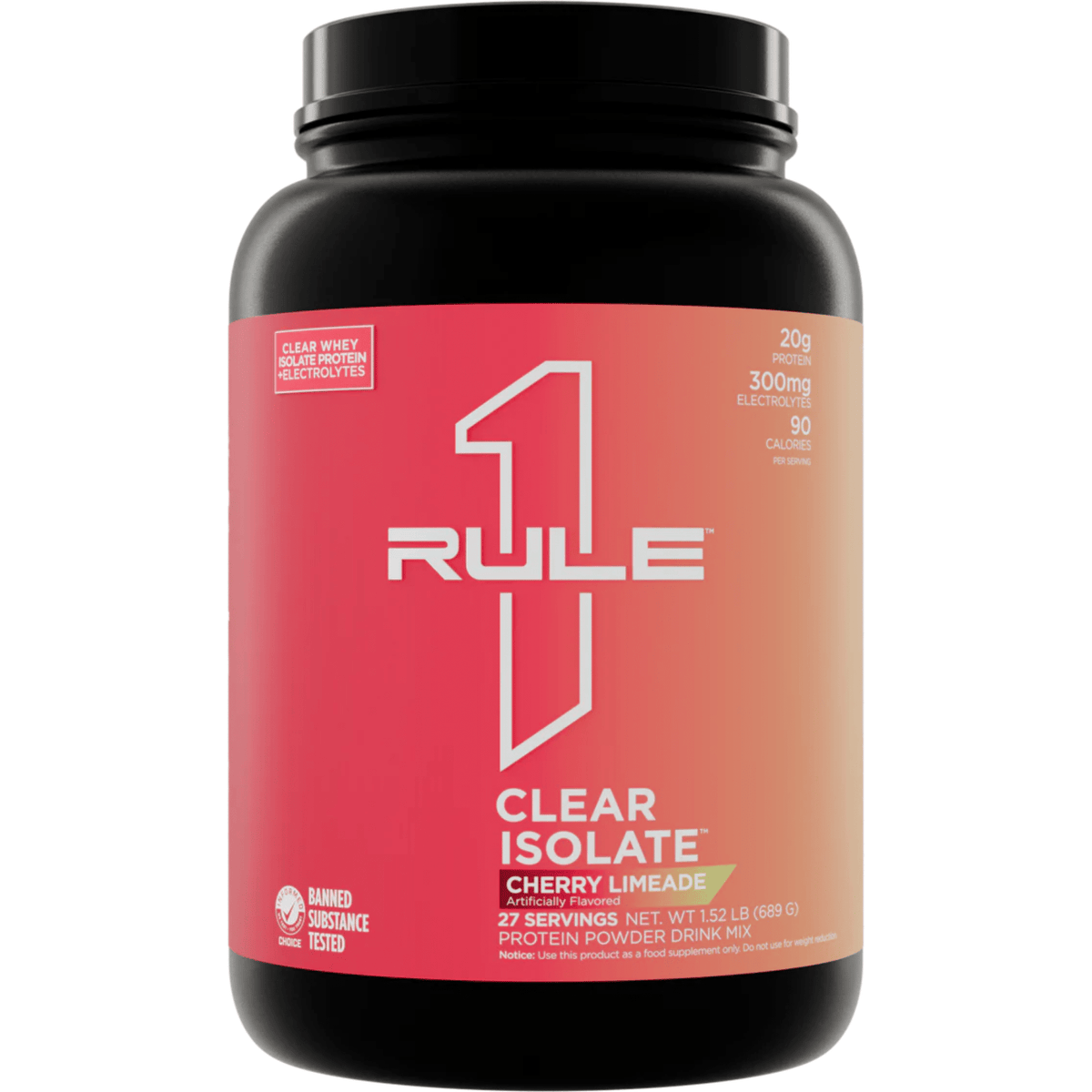 Rule One Clear Whey Isolate protein powder, Cherry Limeade flavor