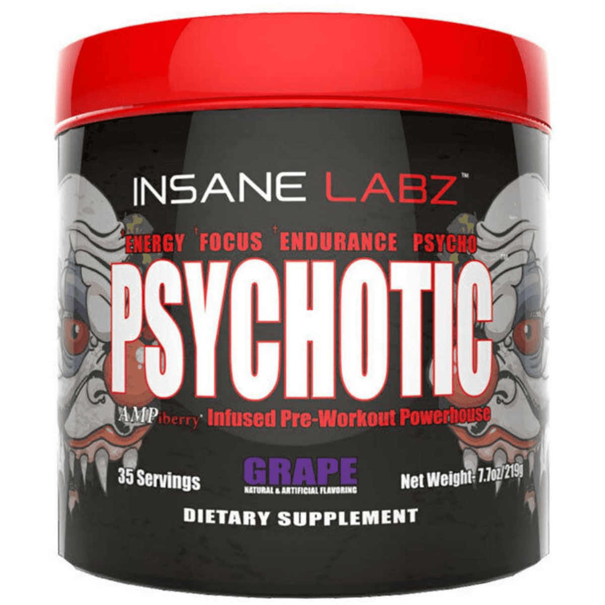 Insane Labz Psychotic pre-workout powder, 35 Serving size, Grape flavor
