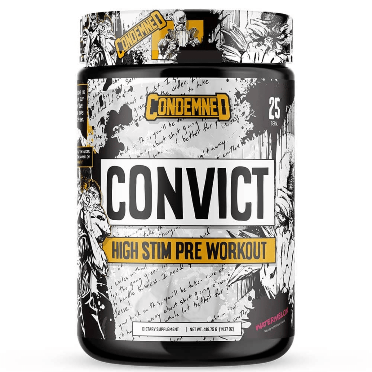 Condemned Labz Convict Stim pre-workout powder, Watermelon flavor