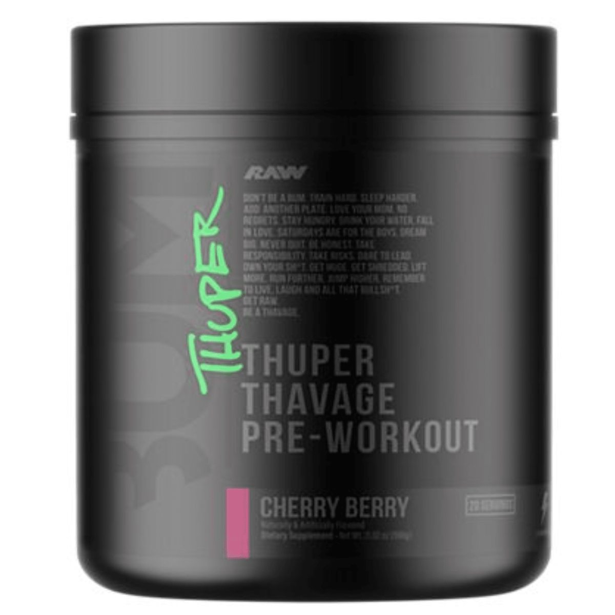 RAW CBUM Thuper Thavage supplement facts panel