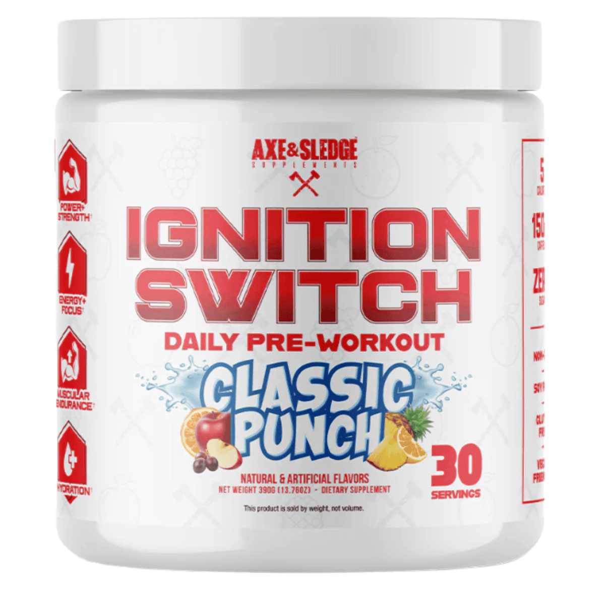 Axe & Sledge Ignition Switch supplement facts panel