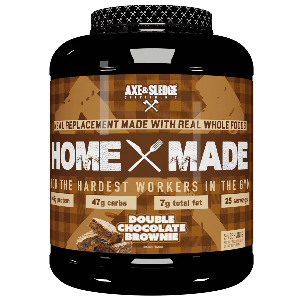 Axe & Sledge Home Made MRP mass gainer powder, front of container