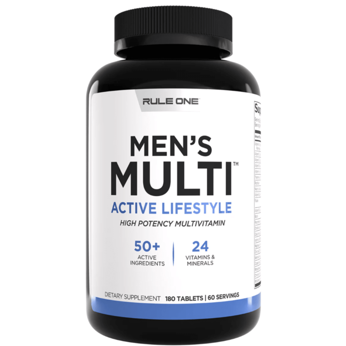 Rule 1 Men's Train Daily Multivitamin supplement facts panel