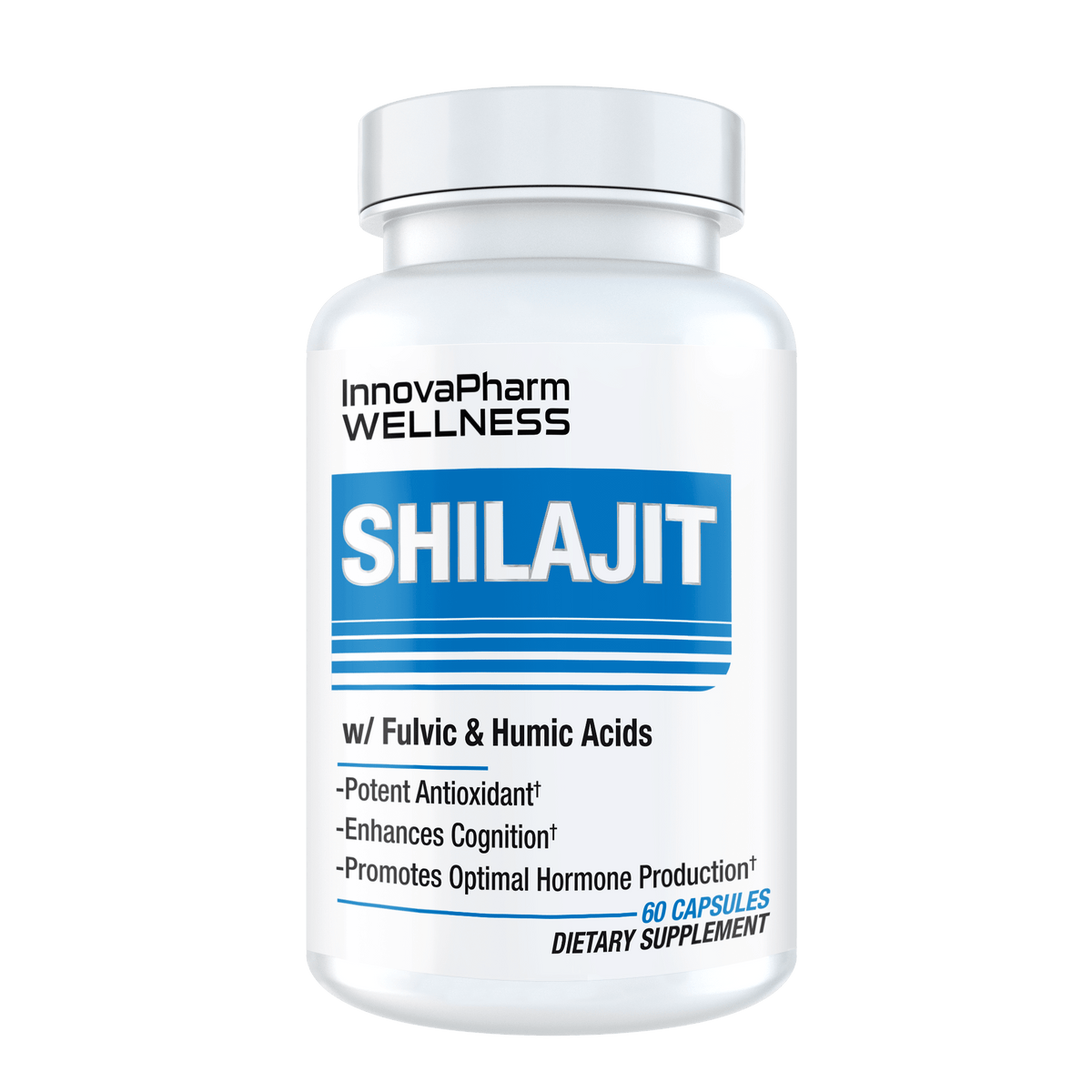 InnovaPharm Shilajit testosterone support supplement, front of container