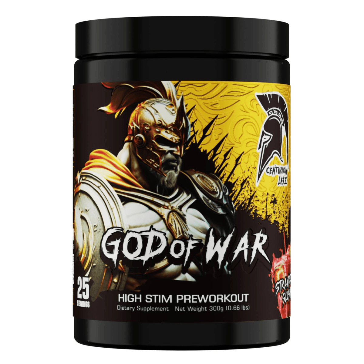 Centurion Labz God of War pre-workout powder, Strawslush flavor