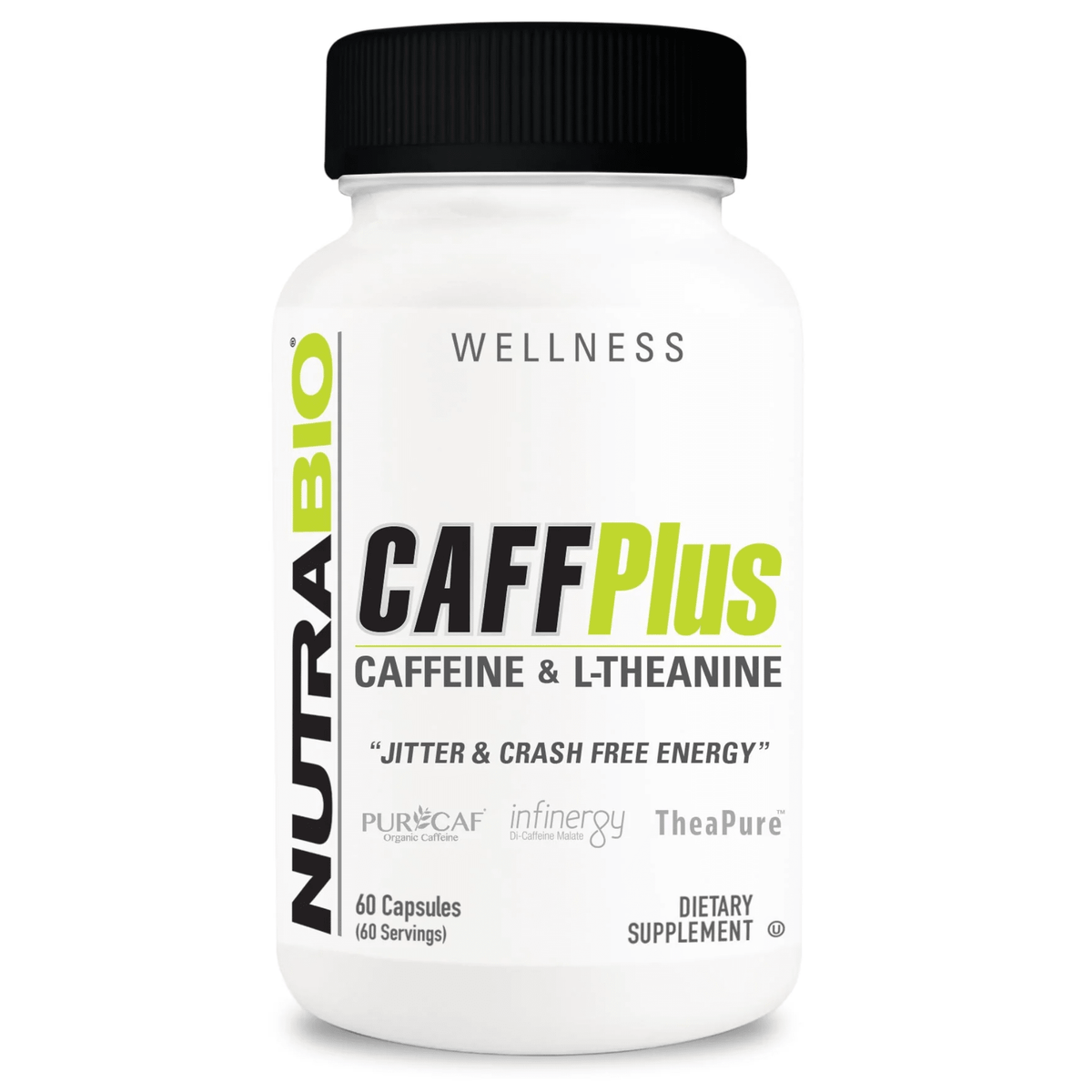 NutraBio Caff Plus supplement, front of container