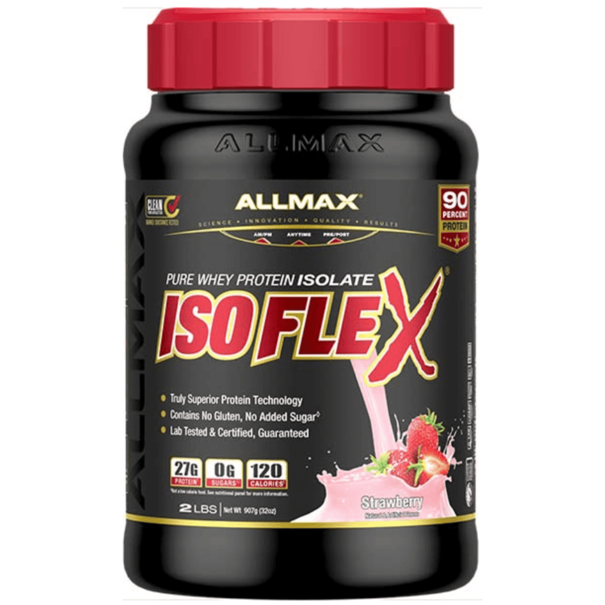 Allmax Isoflex protein powder, 2lb size, Strawberry flavor