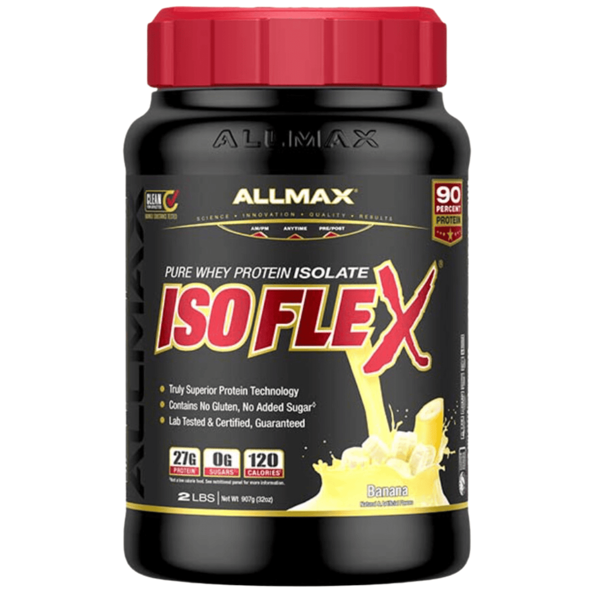 Allmax Isoflex protein powder, 2lb size, Banana flavor