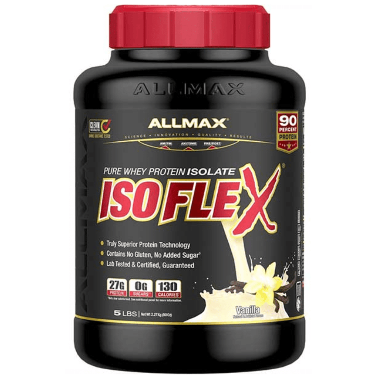 Allmax Isoflex protein powder, 5lb size, Vanilla flavor
