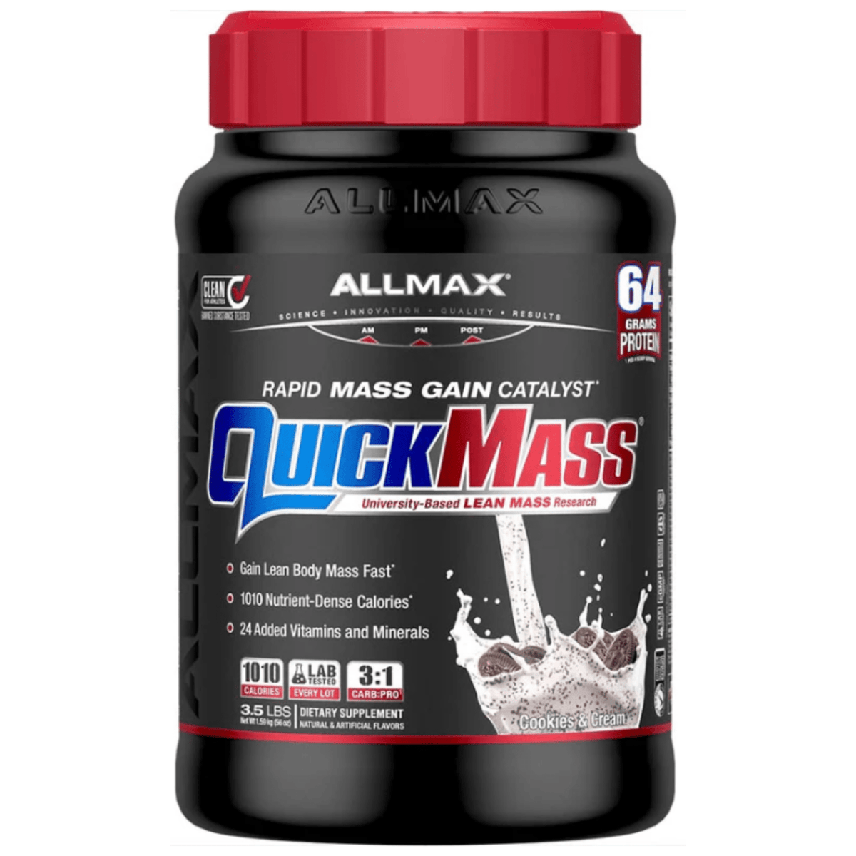 ALLMAX QuickMass, 3.5lb size, Cookies & Cream flavor
