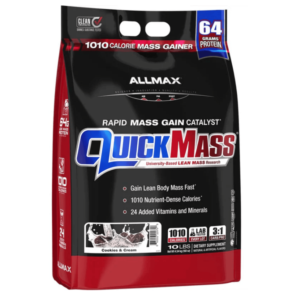 ALLMAX QuickMass, 10lb size, Cookies & Cream flavor