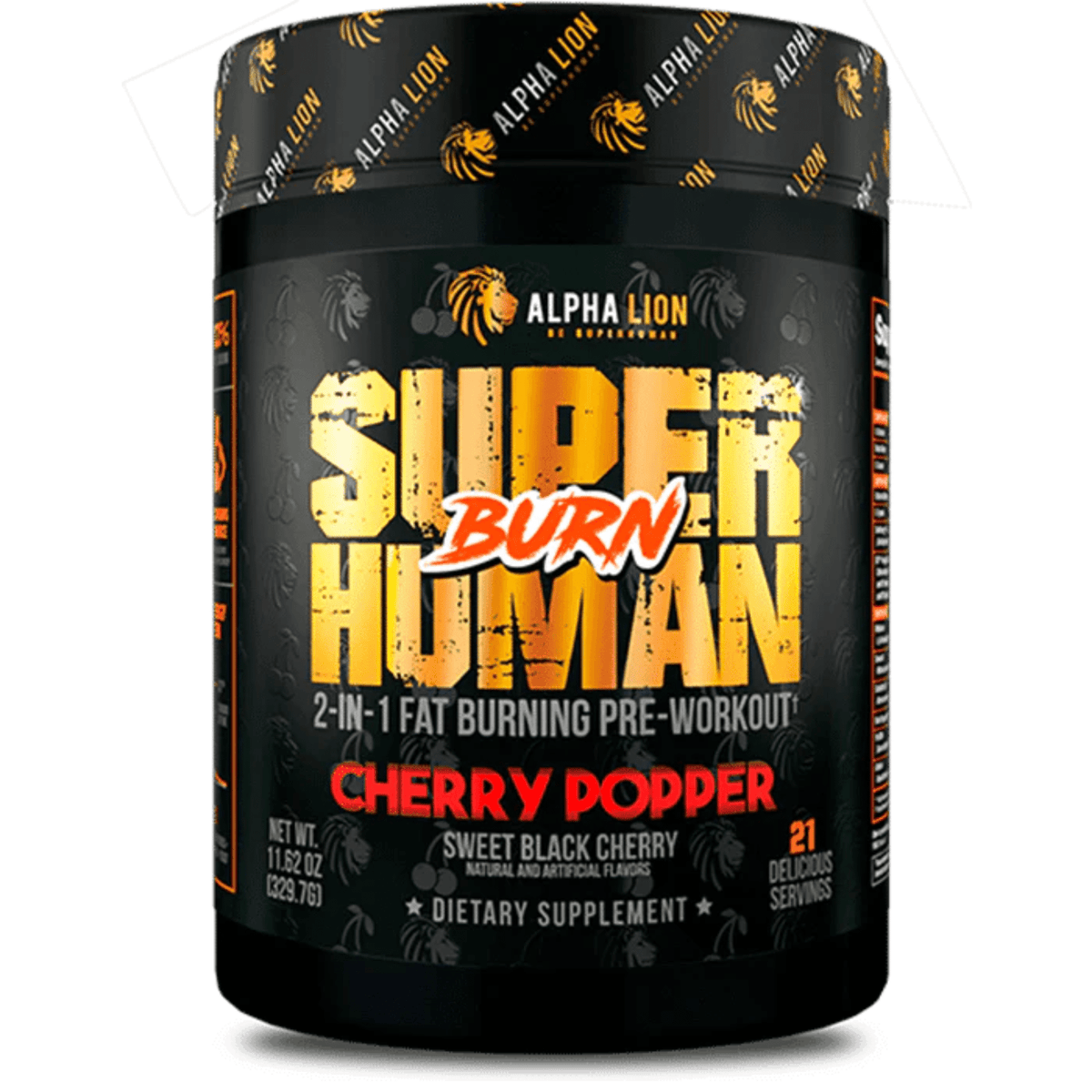 Alpha Lion Super Human Burn pre-workout powder, Cherry Popper flavor