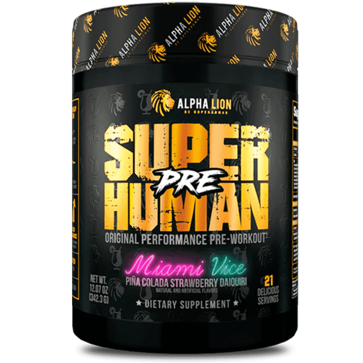 Alpha Lion SuperHuman Pre pre-workout powder, 21sv size, Miami Vice flavor