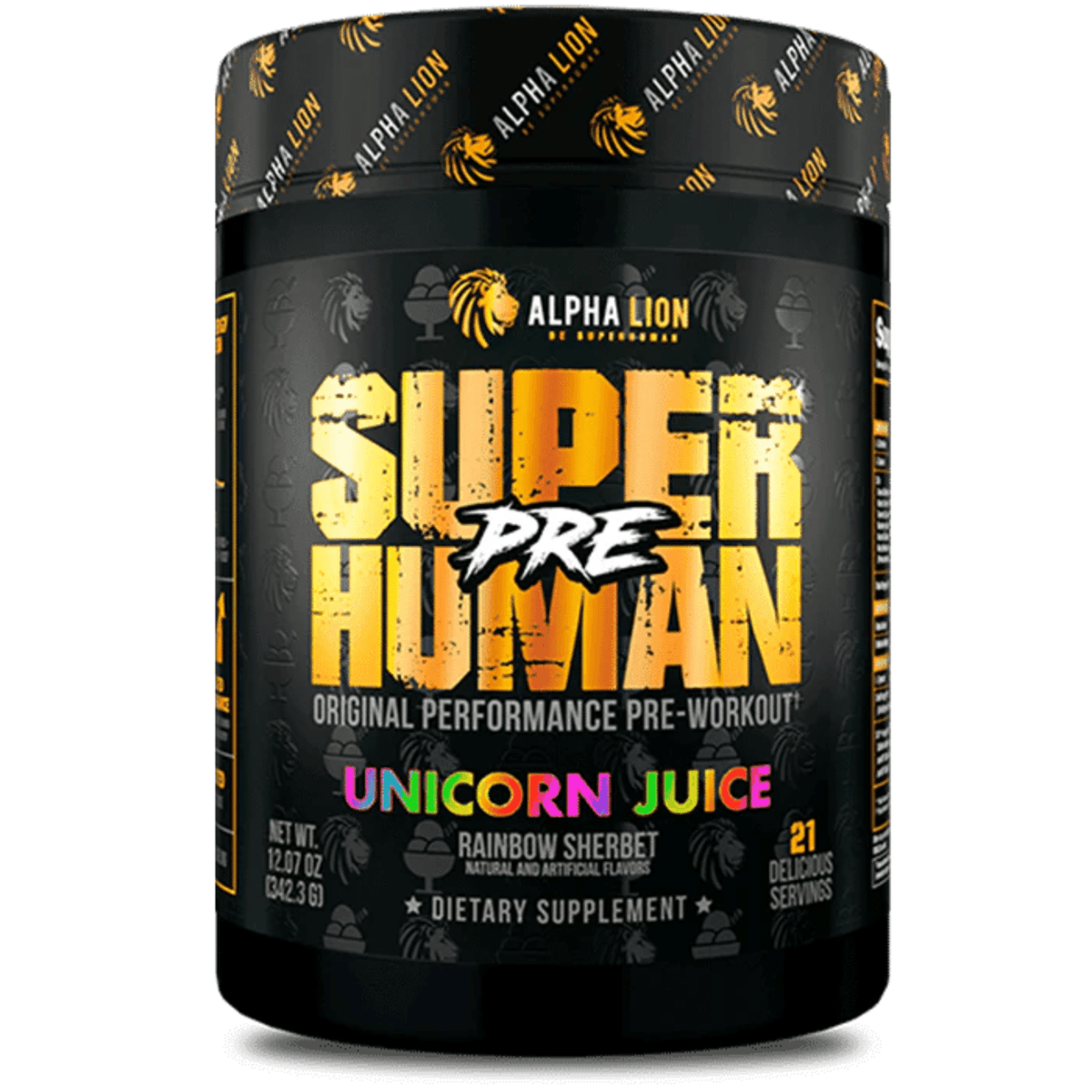 Alpha Lion SuperHuman Pre pre-workout powder, 21sv size, Unicorn Juice flavor