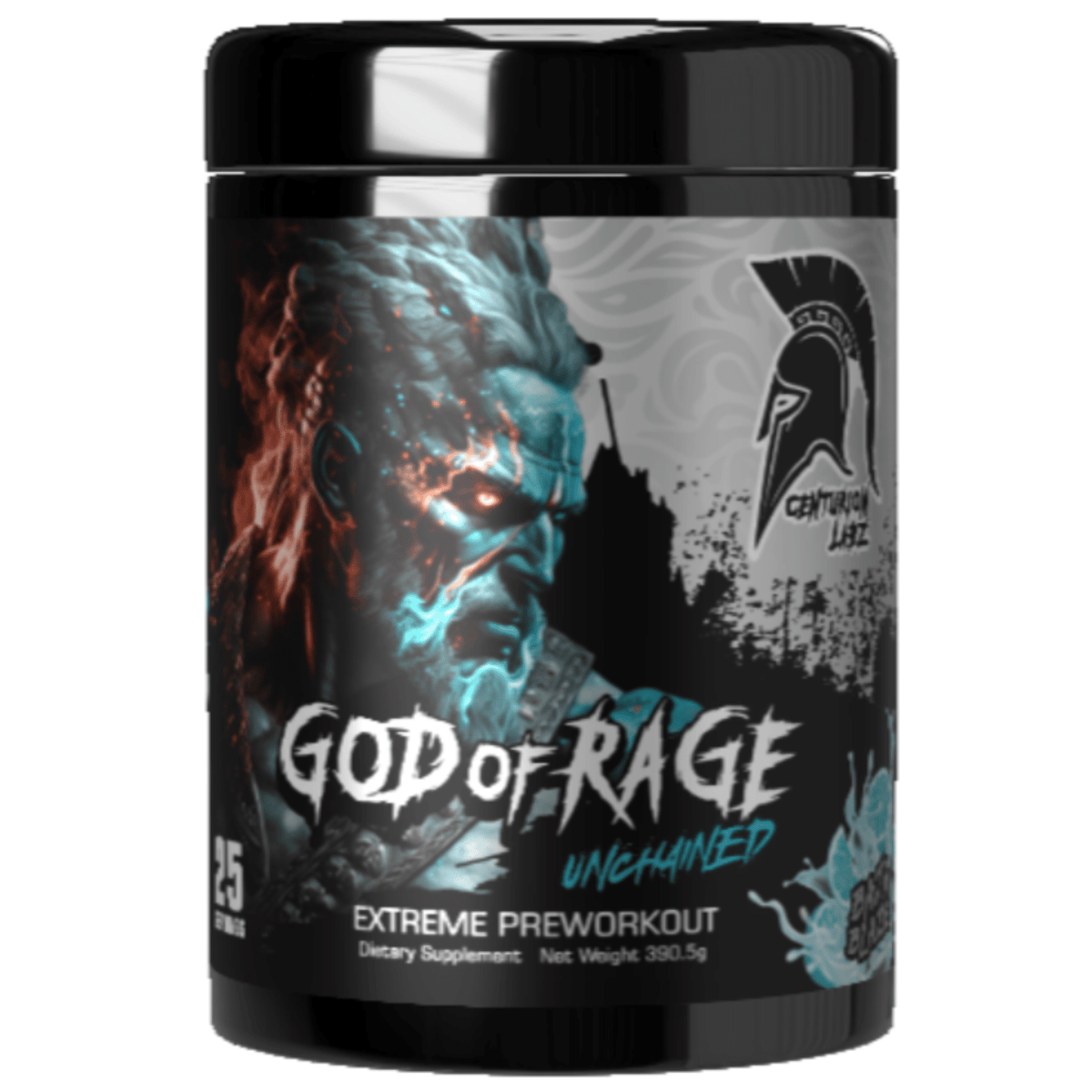 Centurion Labz God of Rage Unchained pre-workout powder, Baja Blaze flavor