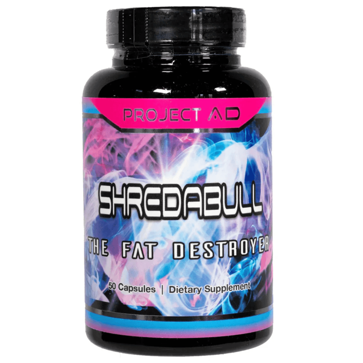 Project AD Shredabull fat burner supplement, front of container