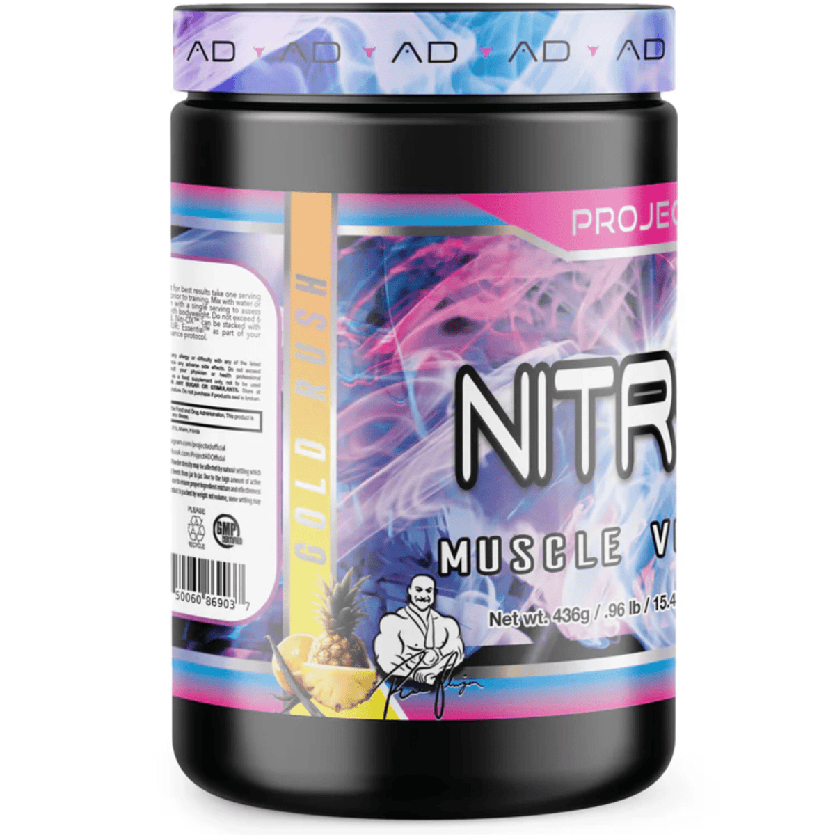 Project AD NITR-OX pre-workout powder, Gold Rush flavor