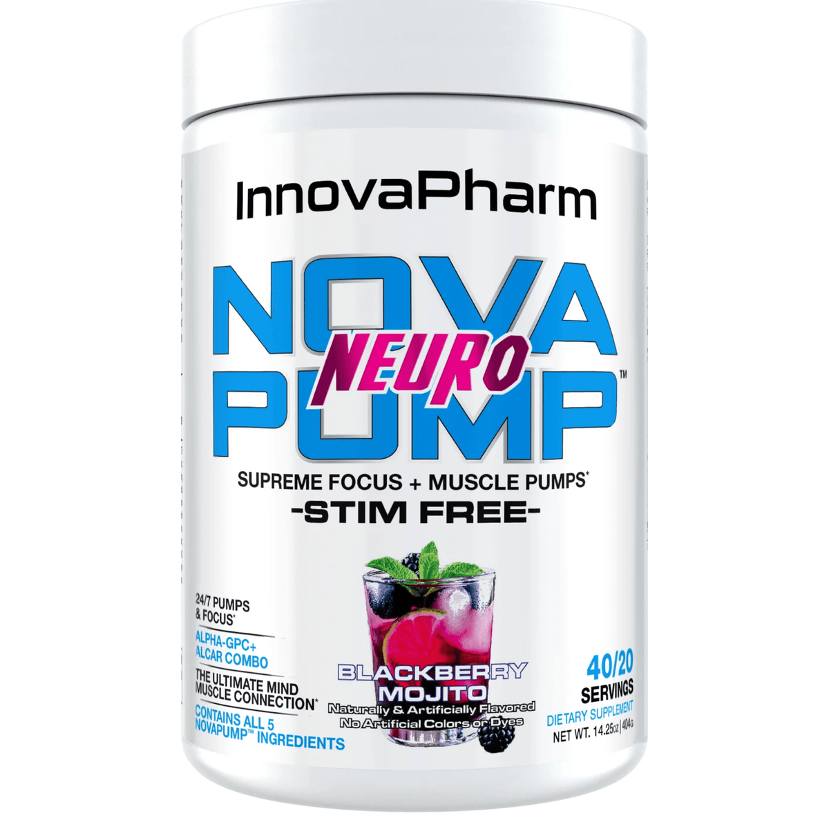 InnovaPharm NovaPump Neuro pump powder, front of container