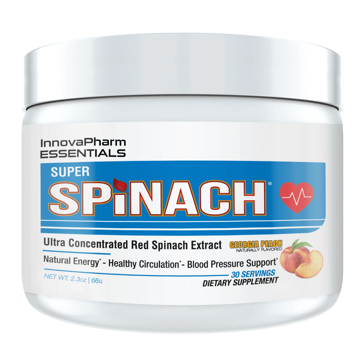 Innova Pharm Super Spinach Powder stim-free pump powder, Peach flavor