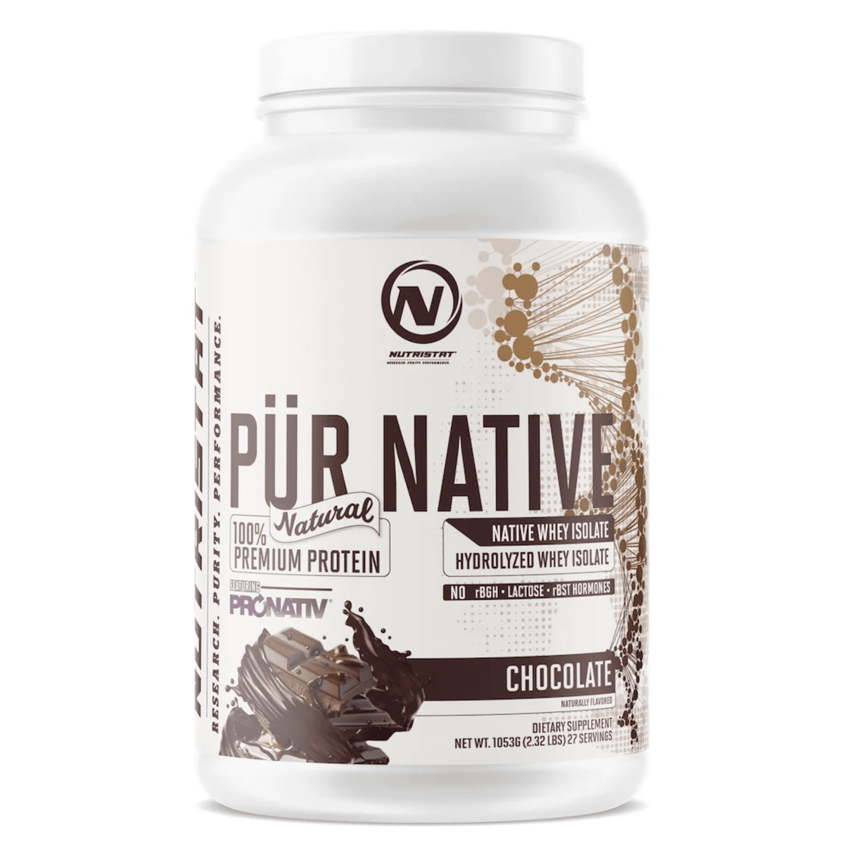 Nutristat Pur Native Natural protein powder, front of container