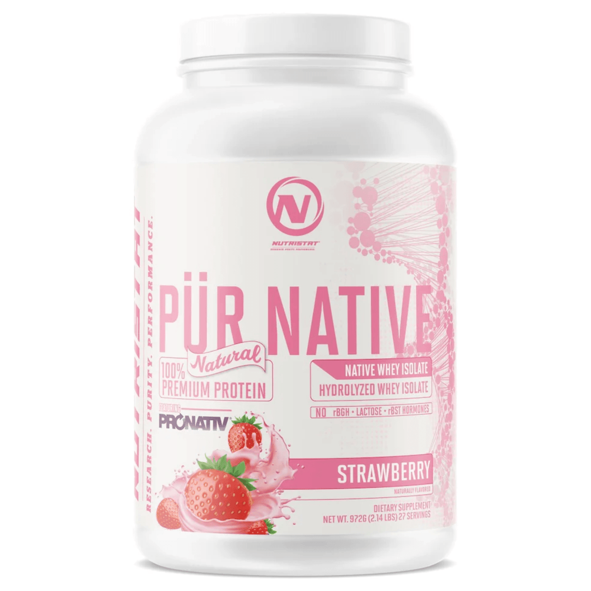 Nutristat Pur Native Natural protein powder, 2lb size, Strawberry flavor
