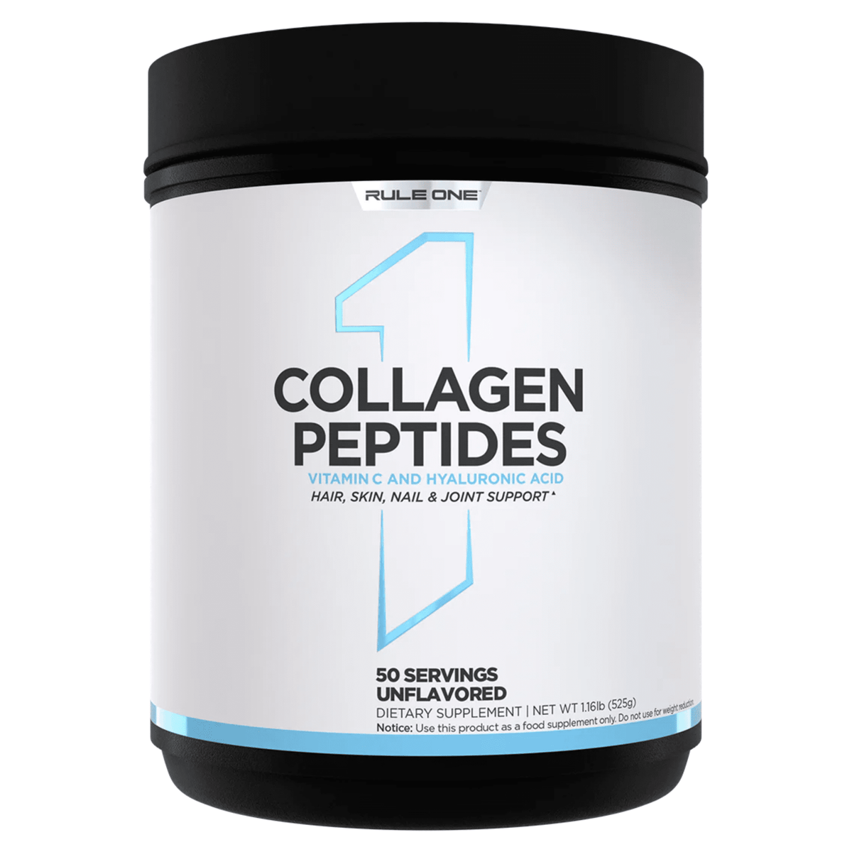 Rule 1 Collagen Peptides protein powder, front of container