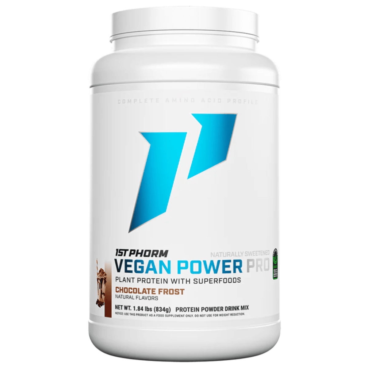1st Phorm Vegan Power Pro protein powder, 30sv size, Chocolate flavor
