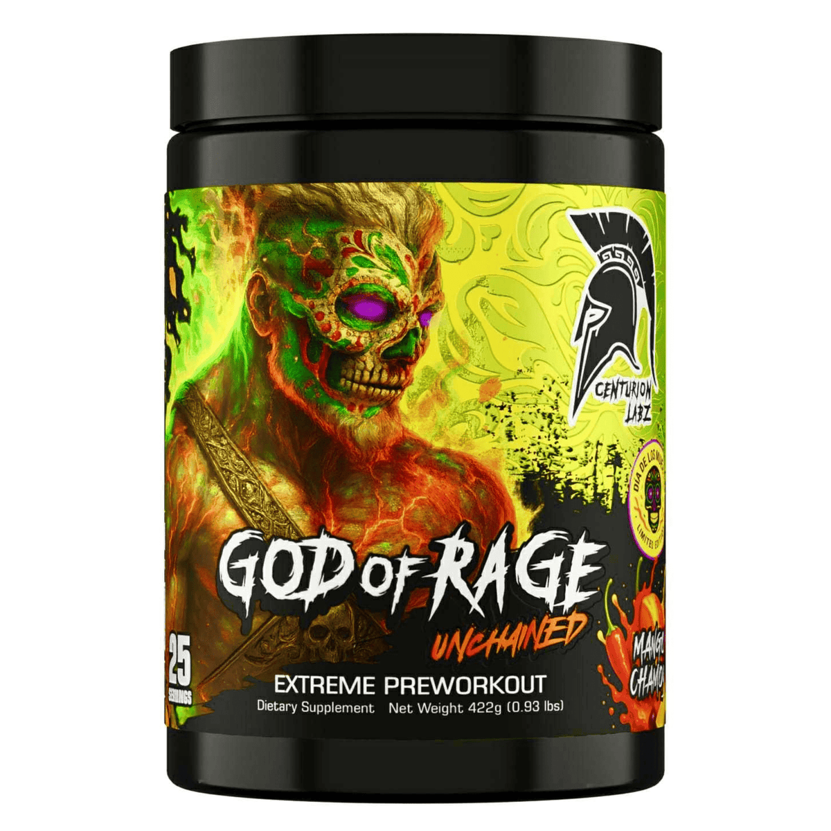 Centurion Labz God of Rage Unchained pre-workout powder, Mango Chamoy flavor