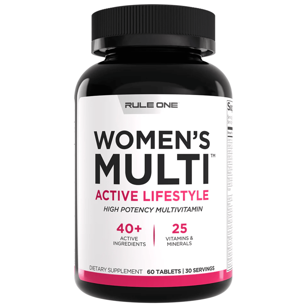 Rule 1 Women's Train Daily Multivitamin supplement, front of container