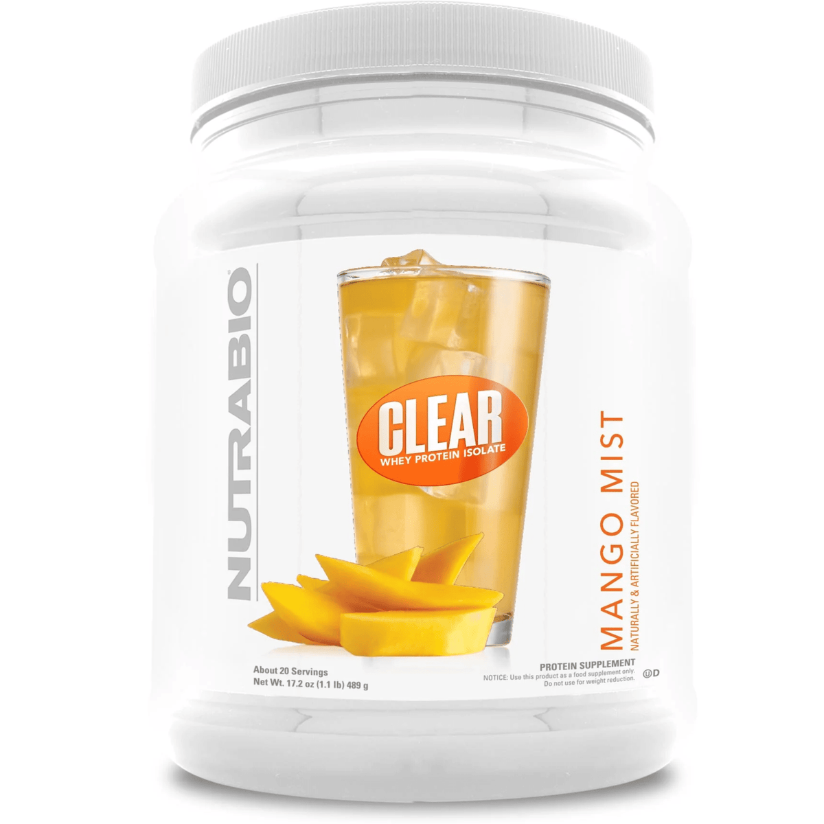 Nutra Bio Clear Whey Protein Isolate, 20sv size, Mango flavor