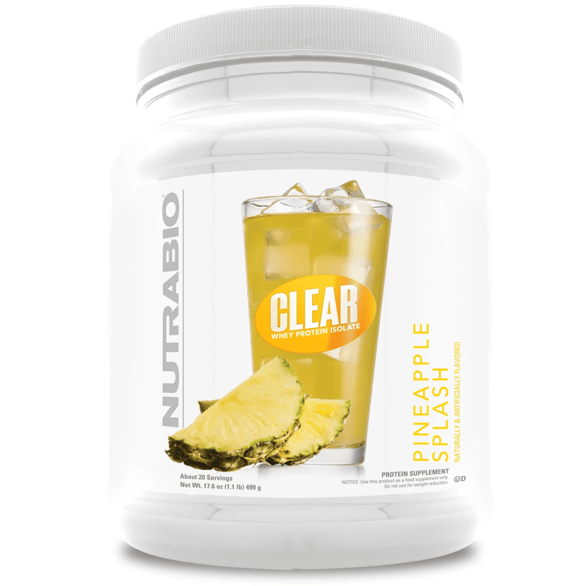 Nutra Bio Clear Whey Protein Isolate, 20sv size, Pineapple flavor