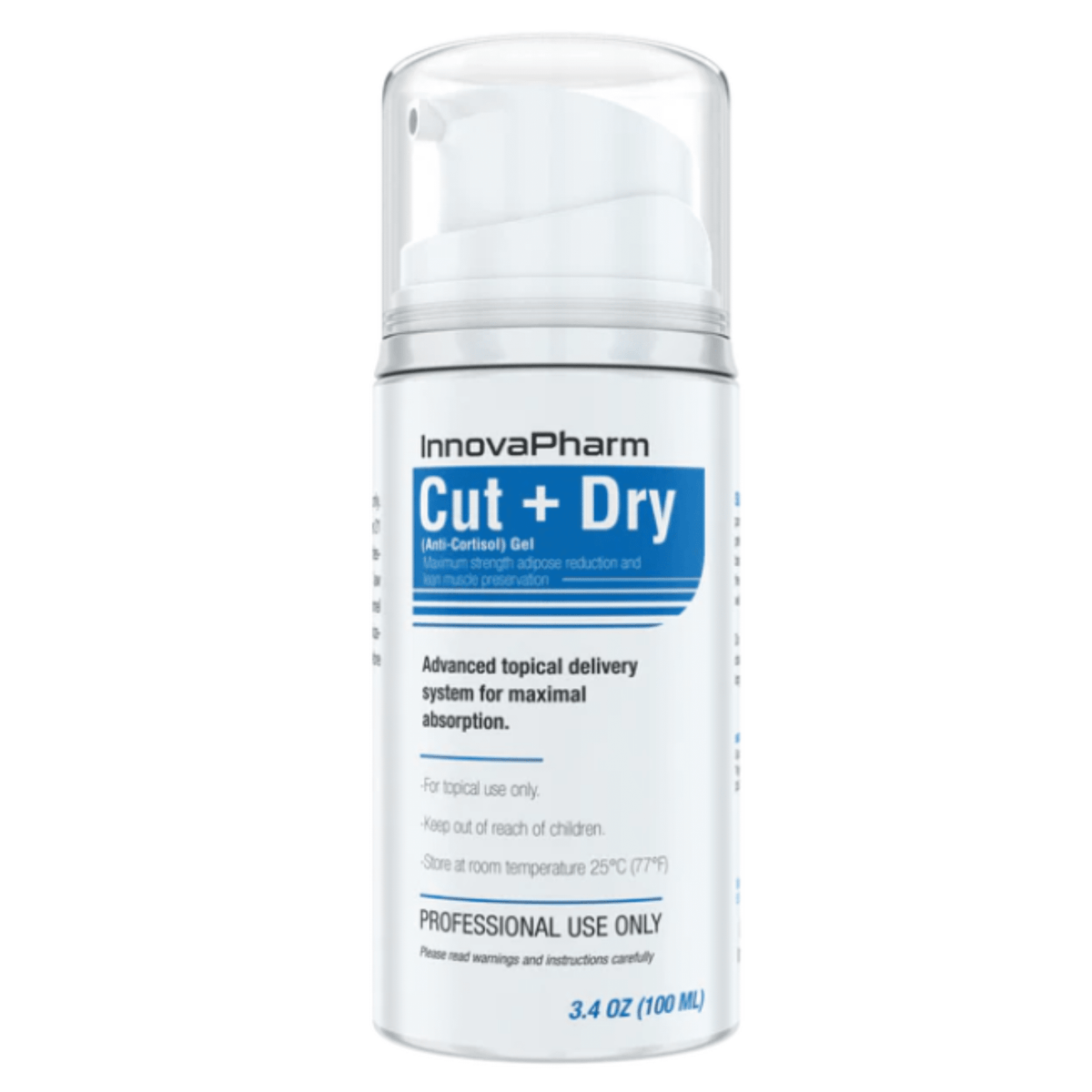 InnovaPharm Cut & Dry supplement, front of container