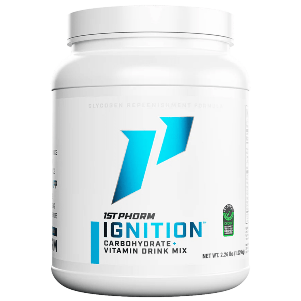 1st Phorm Ignition carbohydrate powder, front of container