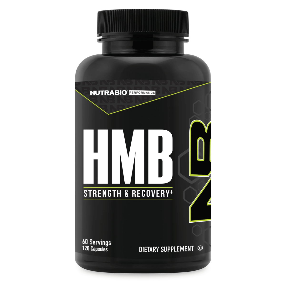 NutraBio HMB supplement, front of container