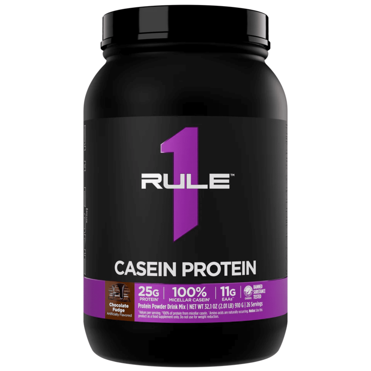 Rule 1 Casein protein powder, 2lb size, Chocolate flavor
