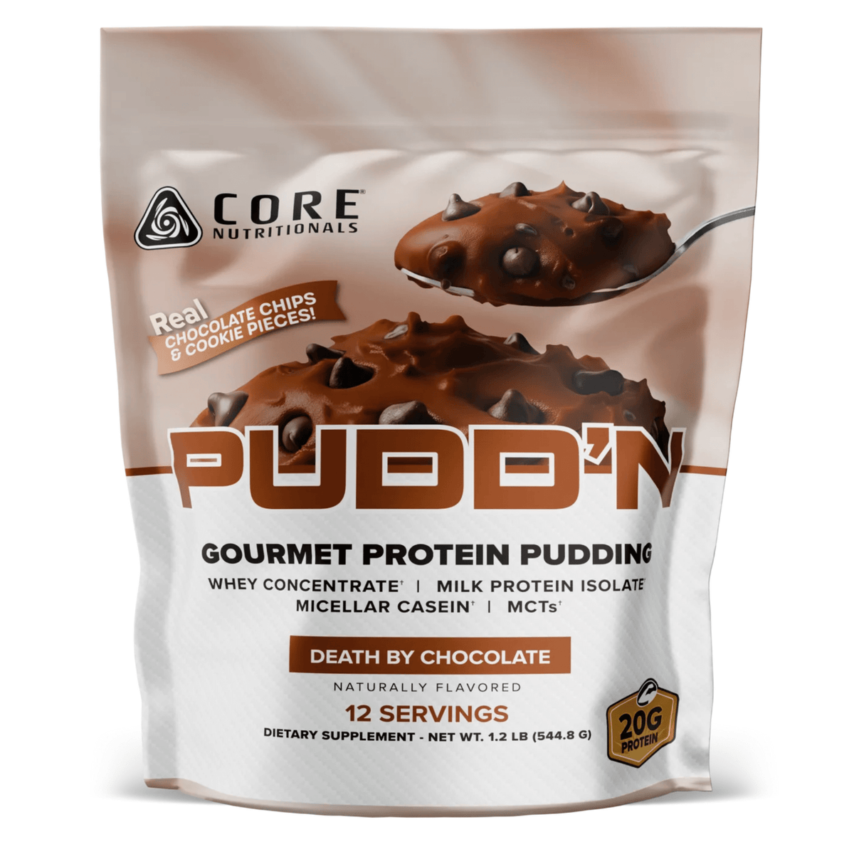 Core Nutritionals PUDD'N protein powder, front of container
