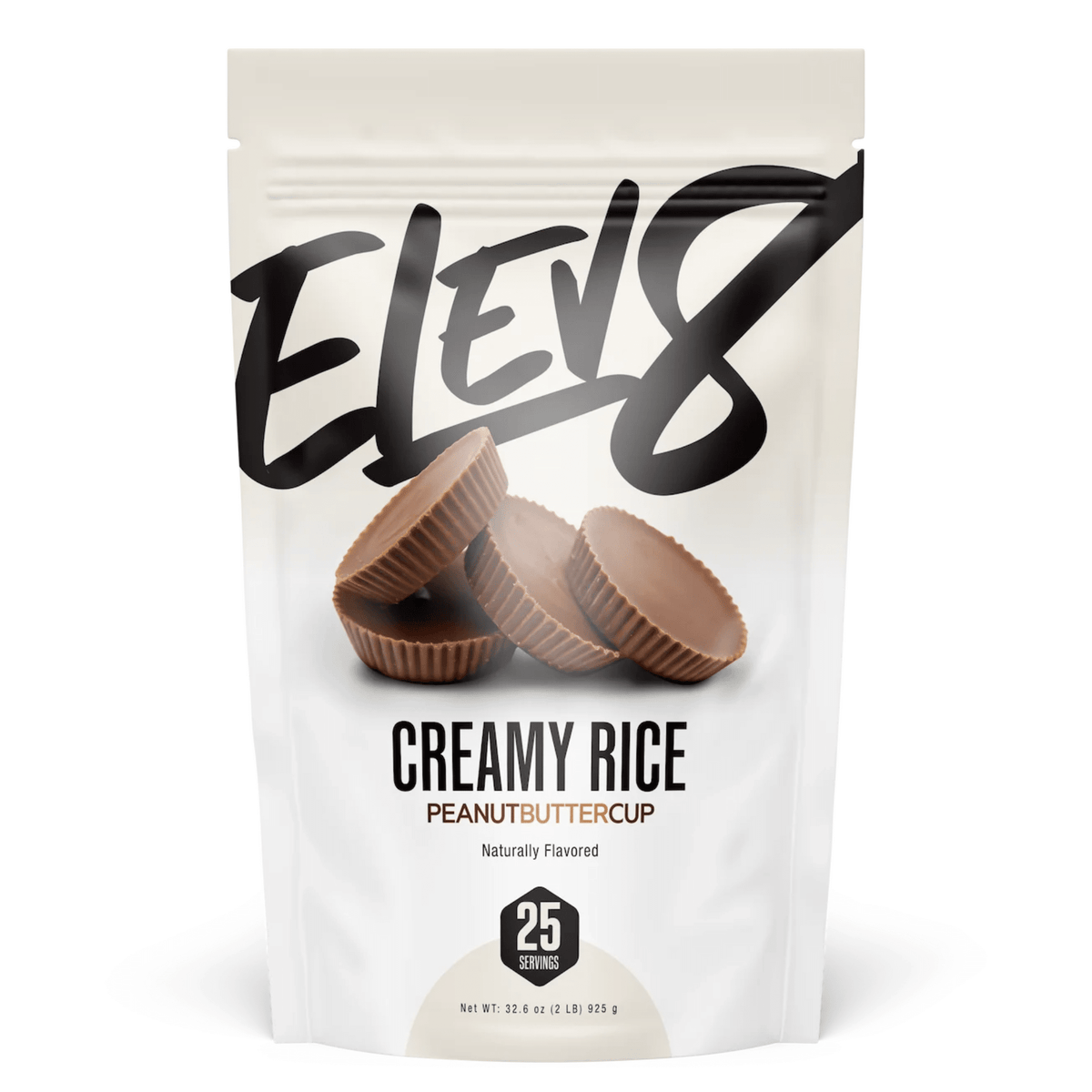 Elev8 Foods Creamy Rice carbohydrate powder, front of container