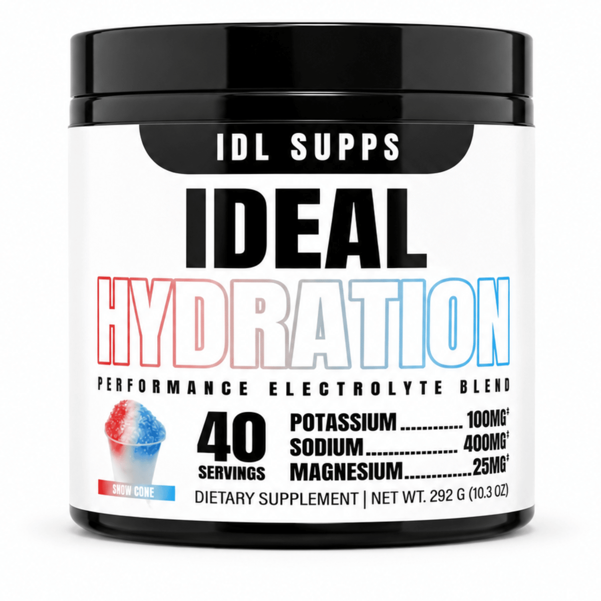 IDL Labs Ideal Hydration supplement, front of container