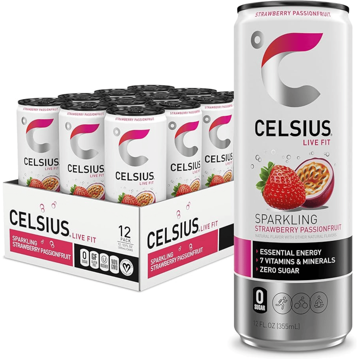 Celsius Energy, 12ct size, Strawberry Passionfruit flavor