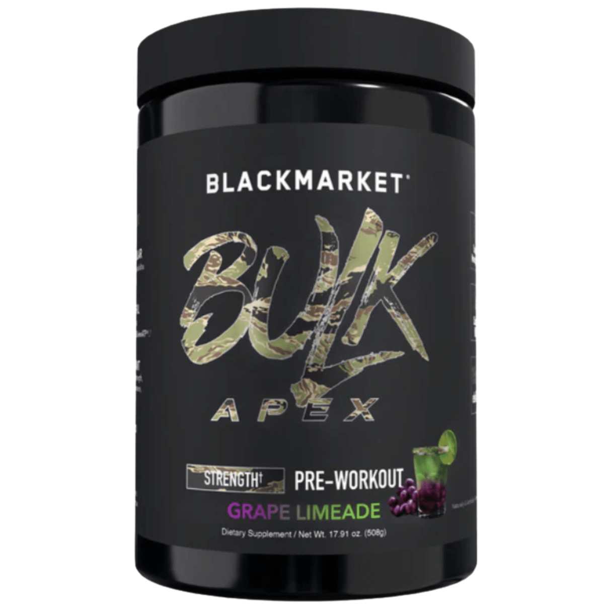 Black Market Labs BULK APEX Strength Pre-Workout, Grape Limeade flavor